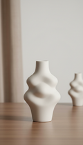 Parlor White ceramic vase with sculptural silhouette