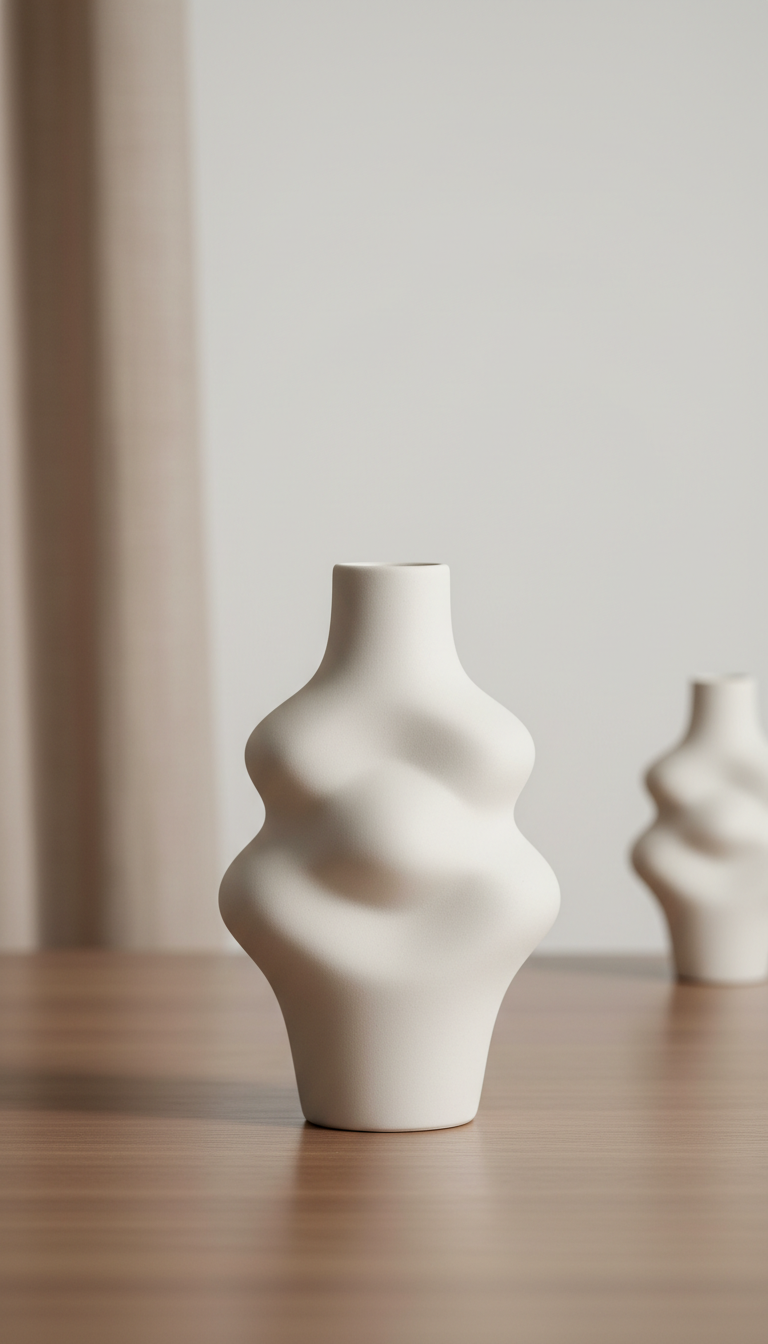 Parlor White ceramic vase with sculptural silhouette