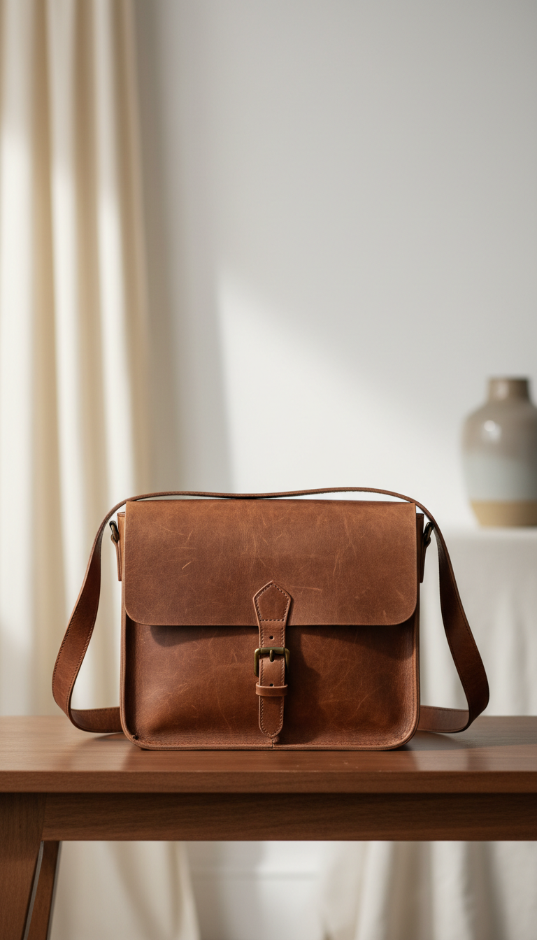 Antique Bronze leather crossbody bag