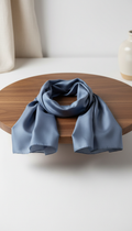 Slate Blue silk scarf with hand-rolled edges